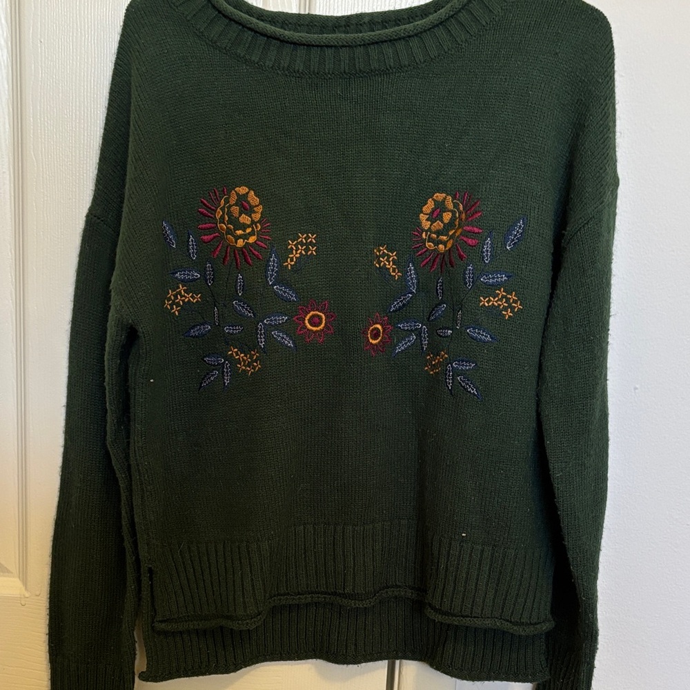 Jealous Tomato Dark Green Floral Sweater